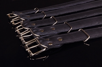 Læderhalsbånd sort med krom spænder - Str. 2XS